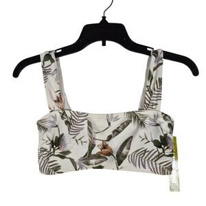 Gianni Bini Bikini Top NWT White and Green Floral Womens size XS